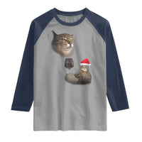 Funny Cat Christmas Raglan Shirt Cats Drinking Wine Oddly Specific Meme - Wonder Print Shop