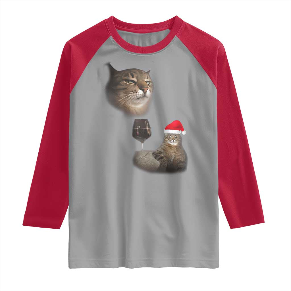 Funny Cat Christmas Raglan Shirt Cats Drinking Wine Oddly Specific Meme - Wonder Print Shop