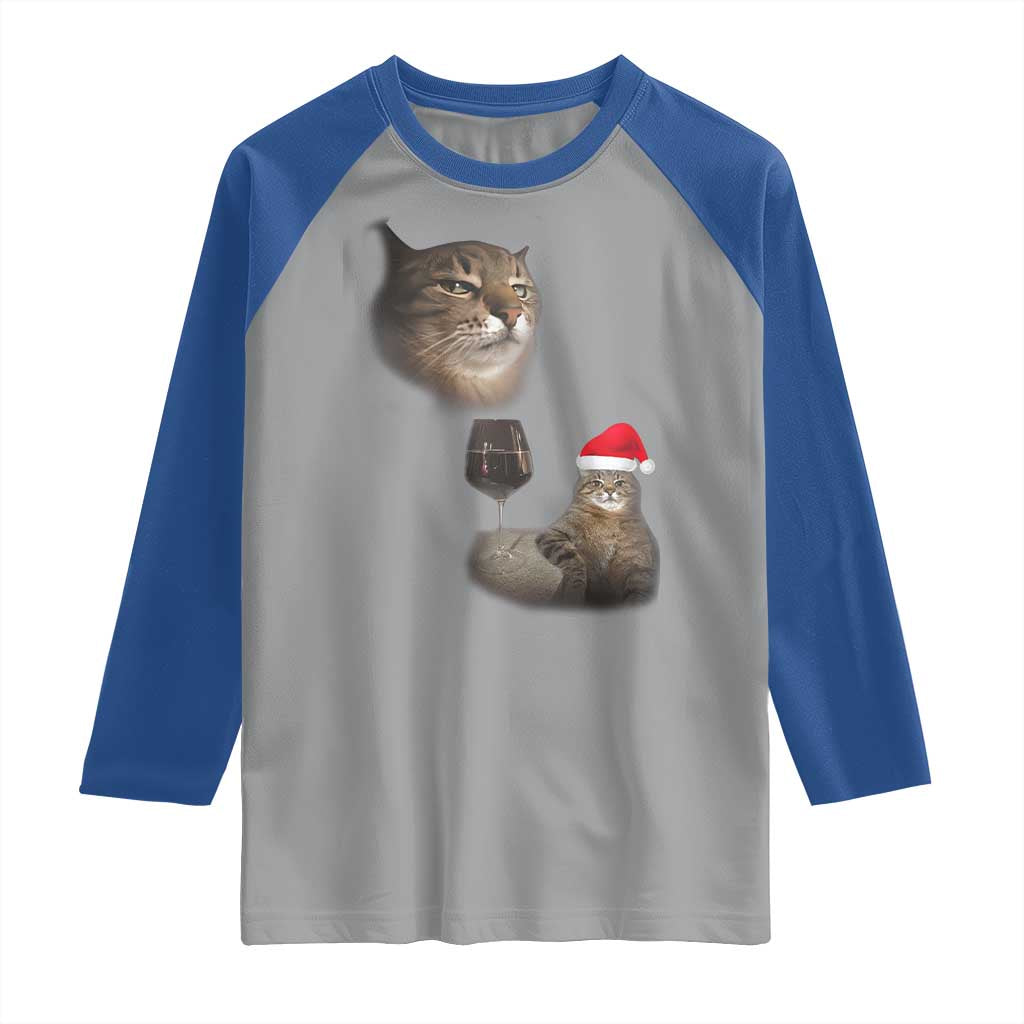 Funny Cat Christmas Raglan Shirt Cats Drinking Wine Oddly Specific Meme - Wonder Print Shop