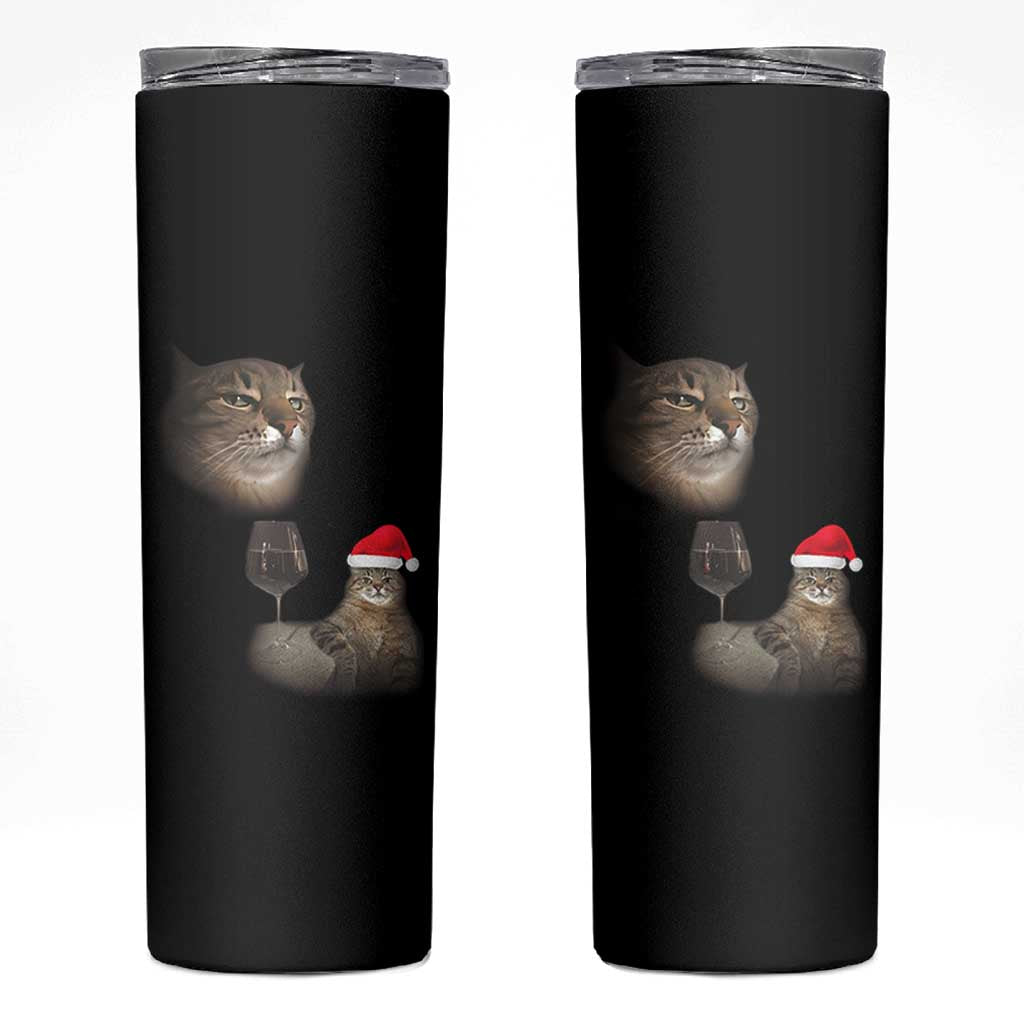 Funny Cat Christmas Skinny Tumbler Cats Drinking Wine Oddly Specific Meme - Wonder Print Shop