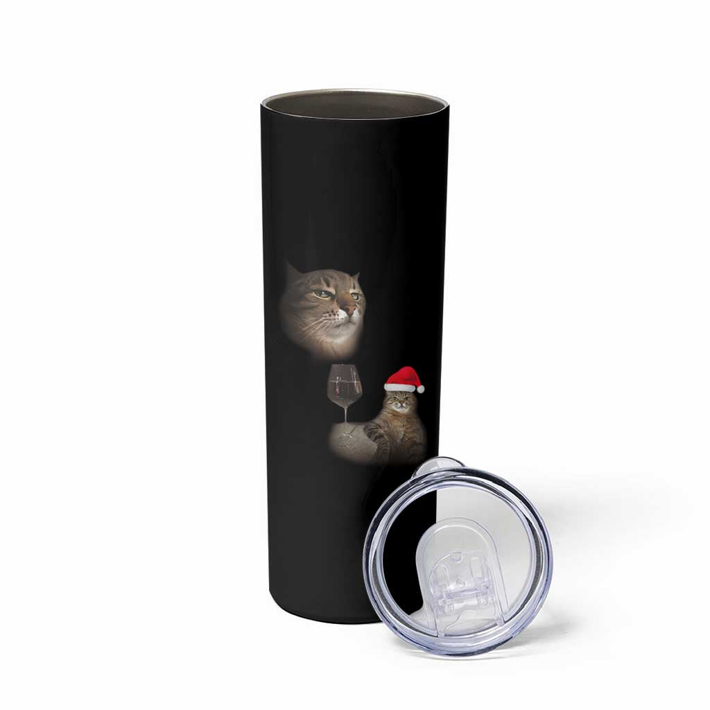 Funny Cat Christmas Skinny Tumbler Cats Drinking Wine Oddly Specific Meme - Wonder Print Shop