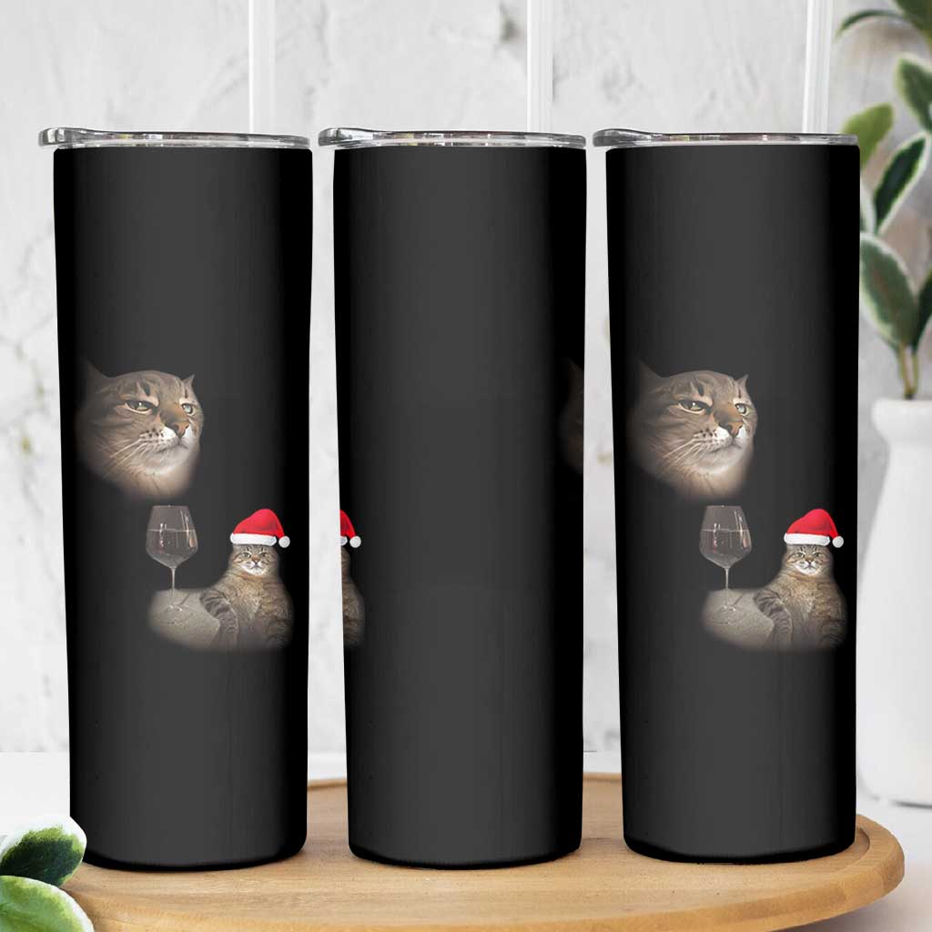 Funny Cat Christmas Skinny Tumbler Cats Drinking Wine Oddly Specific Meme - Wonder Print Shop