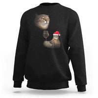 Funny Cat Christmas Sweatshirt Cats Drinking Wine Oddly Specific Meme - Wonder Print Shop