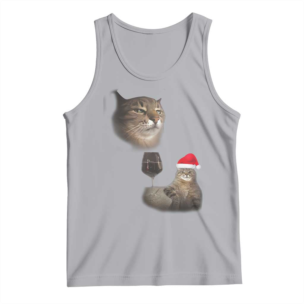 Funny Cat Christmas Tank Top Cats Drinking Wine Oddly Specific Meme - Wonder Print Shop