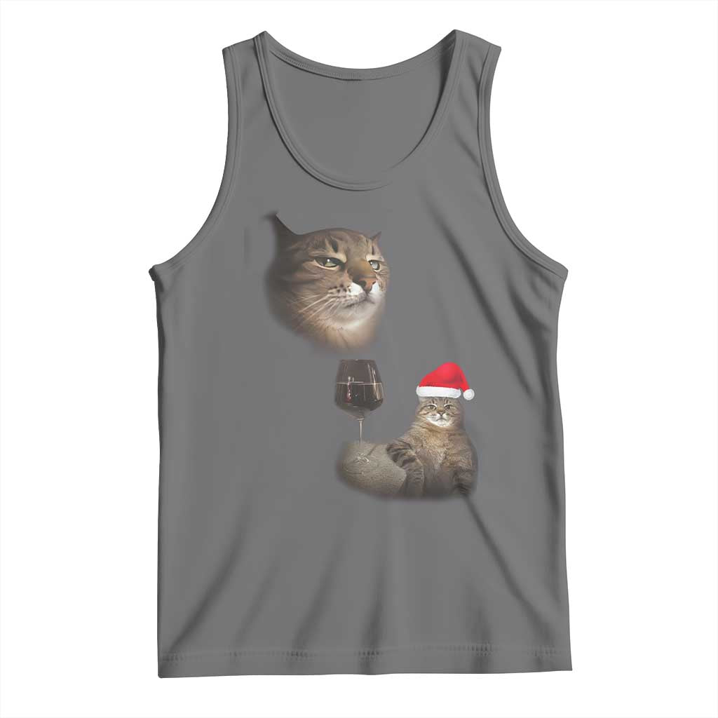 Funny Cat Christmas Tank Top Cats Drinking Wine Oddly Specific Meme - Wonder Print Shop