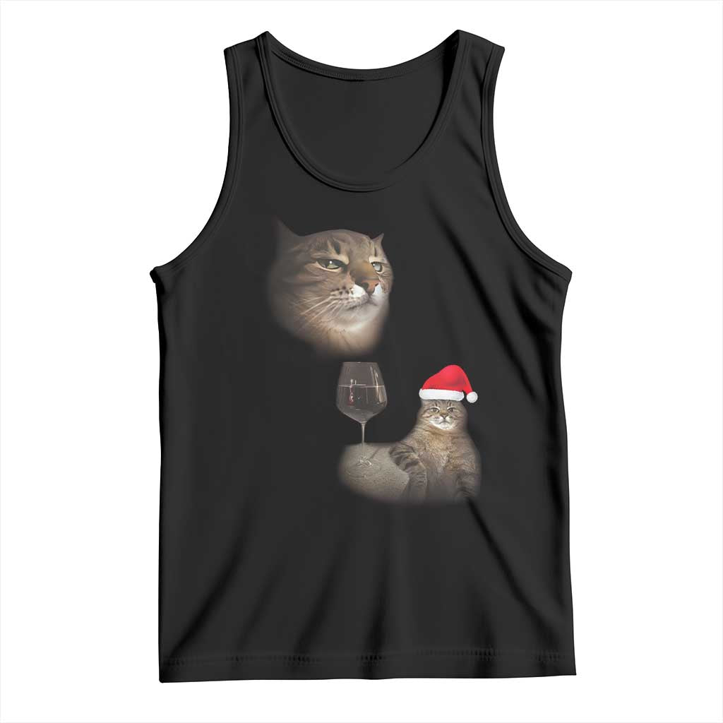 Funny Cat Christmas Tank Top Cats Drinking Wine Oddly Specific Meme - Wonder Print Shop