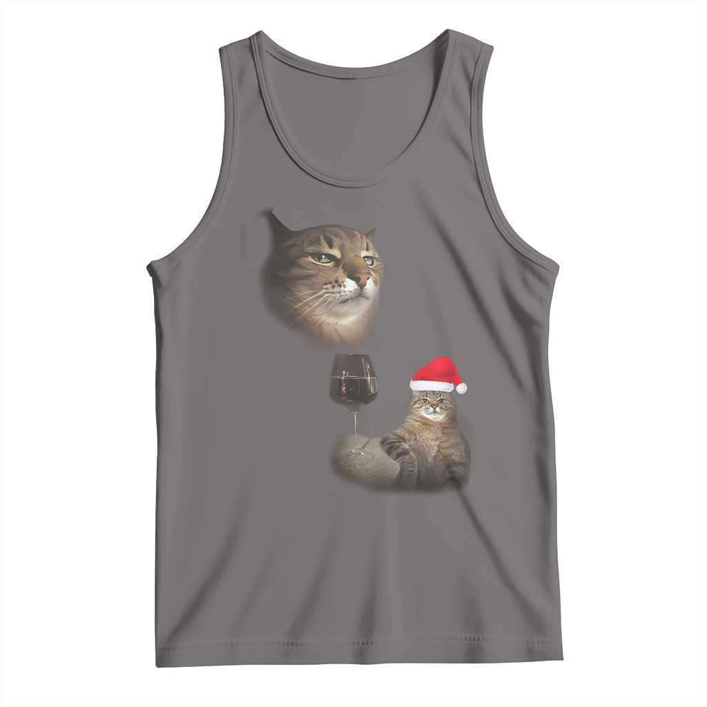Funny Cat Christmas Tank Top Cats Drinking Wine Oddly Specific Meme - Wonder Print Shop