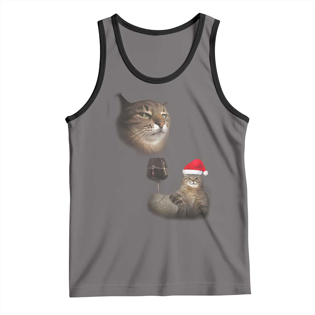 Funny Cat Christmas Tank Top Cats Drinking Wine Oddly Specific Meme - Wonder Print Shop