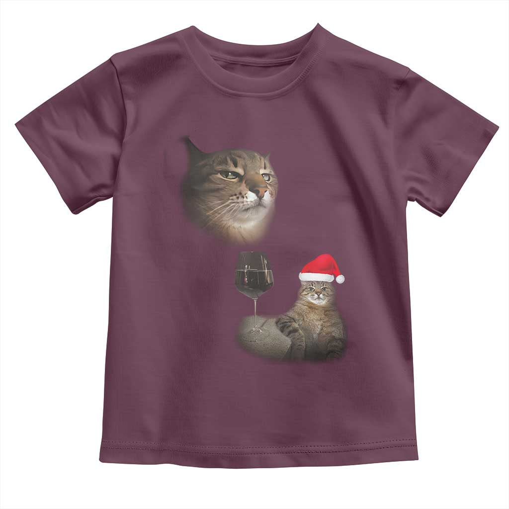 Funny Cat Christmas Toddler T Shirt Cats Drinking Wine Oddly Specific Meme - Wonder Print Shop
