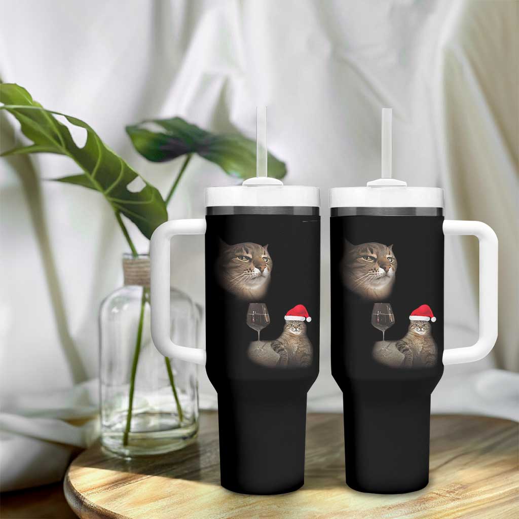 Funny Cat Christmas Tumbler With Handle Cats Drinking Wine Oddly Specific Meme - Wonder Print Shop