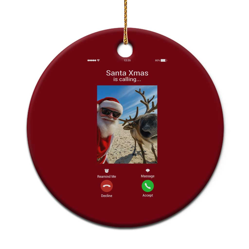 Santa Xmas Meme Ceramic Ornament Reindeer Video Call - Wonder Print Shop