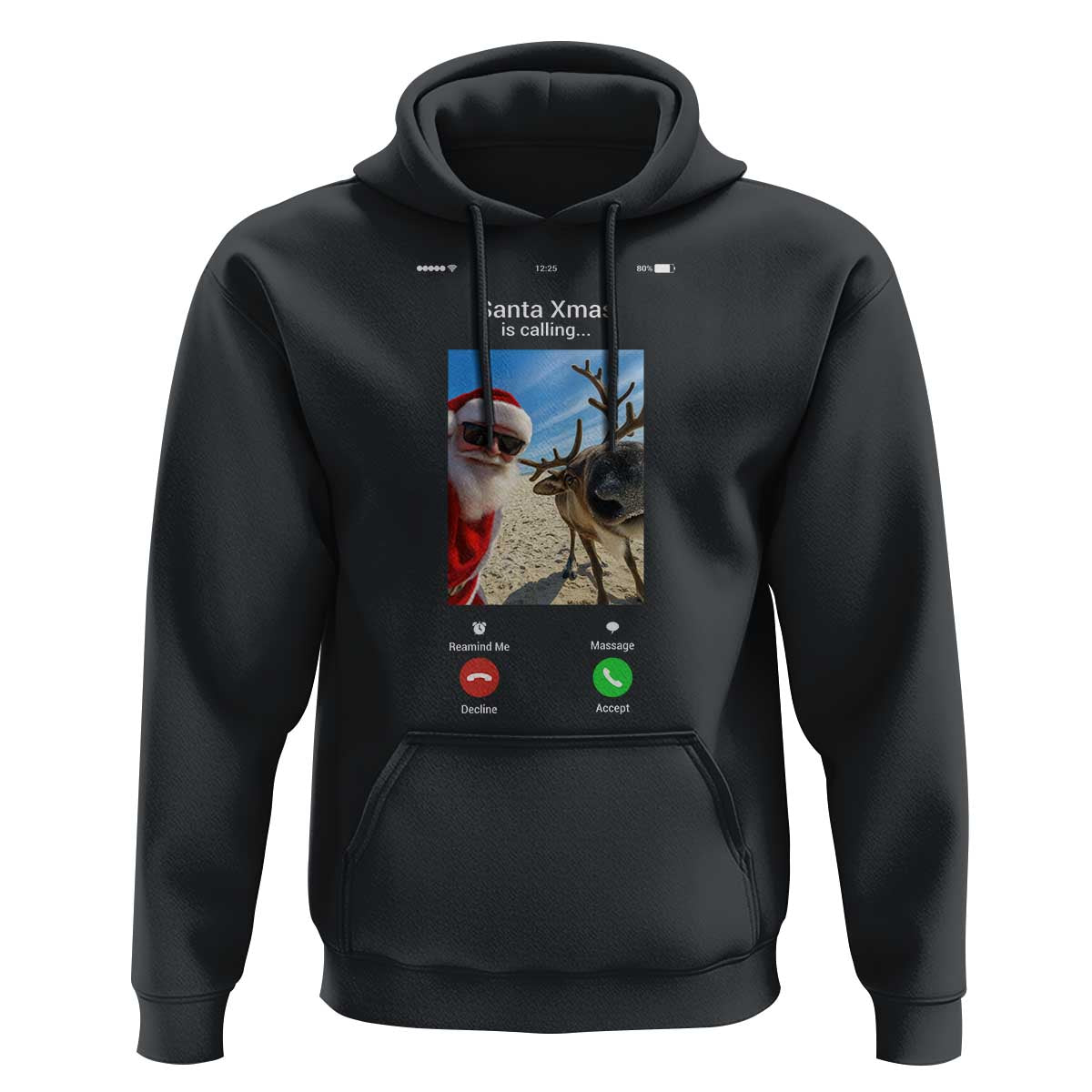 Santa Christmas Meme Hoodie Reindeer Video Call - Wonder Print Shop