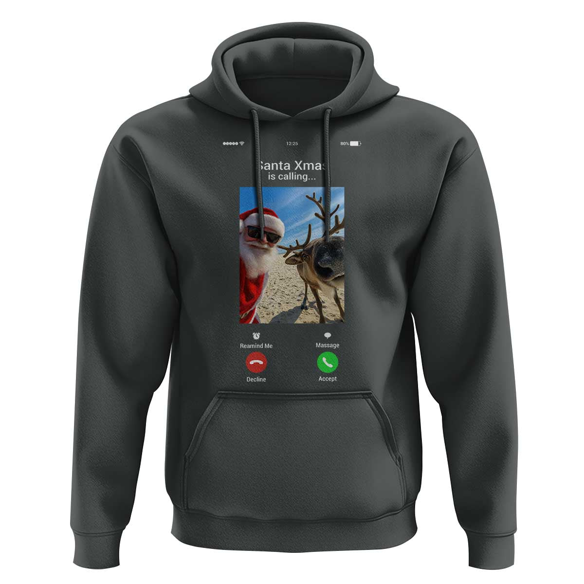 Santa Christmas Meme Hoodie Reindeer Video Call - Wonder Print Shop