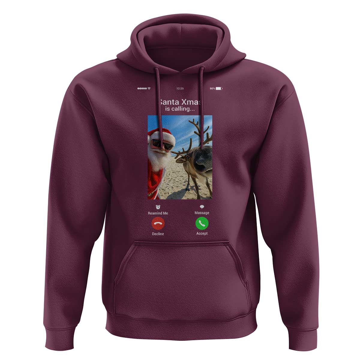 Santa Christmas Meme Hoodie Reindeer Video Call - Wonder Print Shop