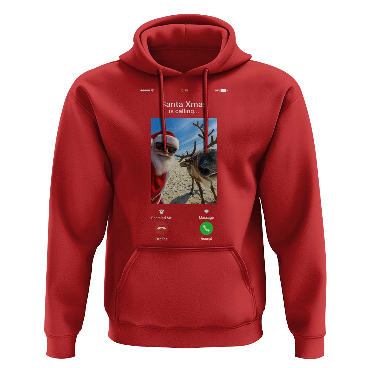 Santa Christmas Meme Hoodie Reindeer Video Call - Wonder Print Shop