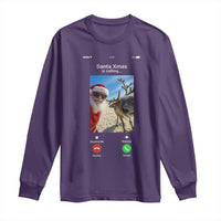 Santa Christmas Meme Long Sleeve Shirt Reindeer Video Call - Wonder Print Shop