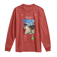 Santa Christmas Meme Long Sleeve Shirt Reindeer Video Call - Wonder Print Shop