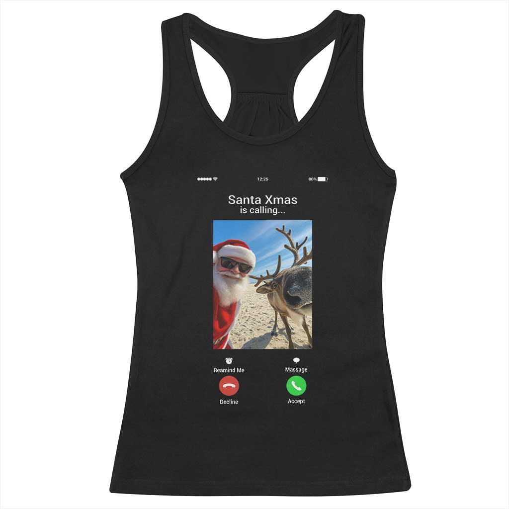Santa Christmas Meme Racerback Tank Top Reindeer Video Call - Wonder Print Shop