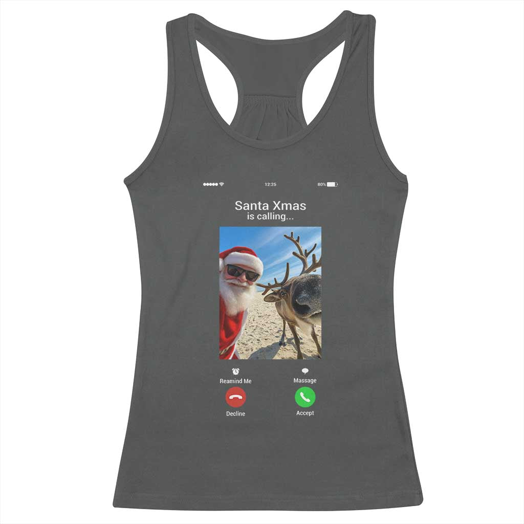Santa Christmas Meme Racerback Tank Top Reindeer Video Call - Wonder Print Shop