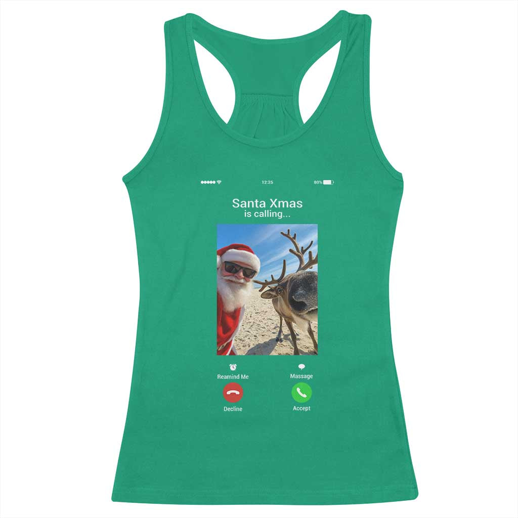 Santa Christmas Meme Racerback Tank Top Reindeer Video Call - Wonder Print Shop