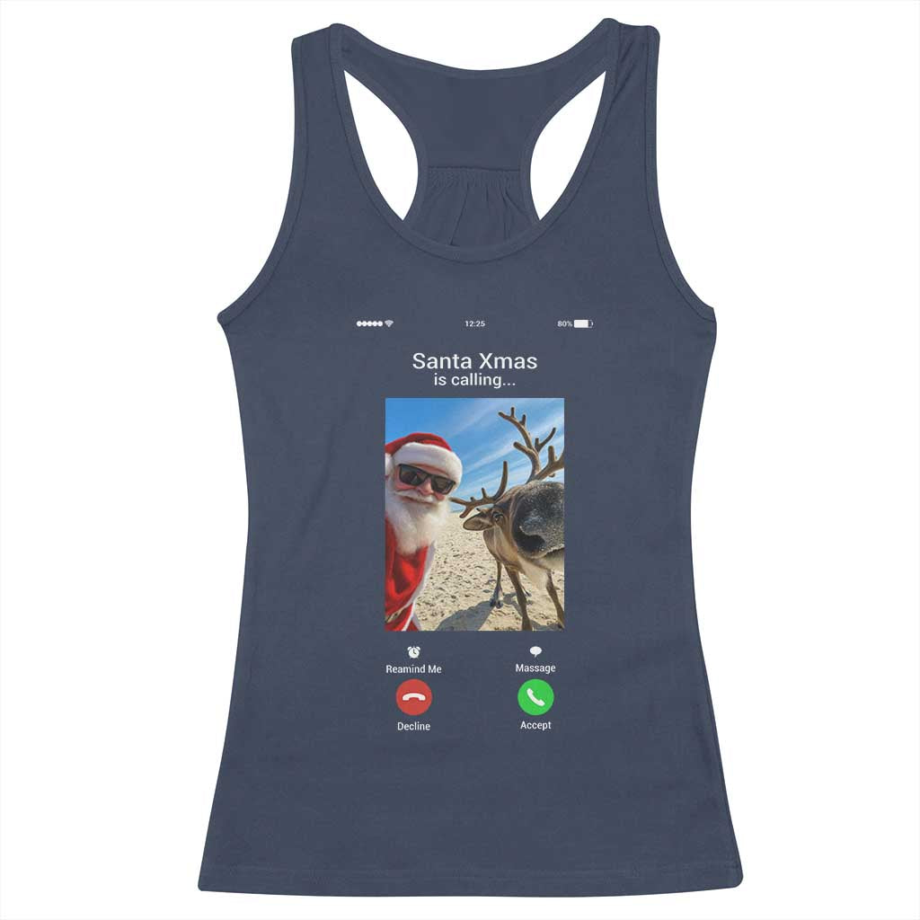 Santa Christmas Meme Racerback Tank Top Reindeer Video Call - Wonder Print Shop