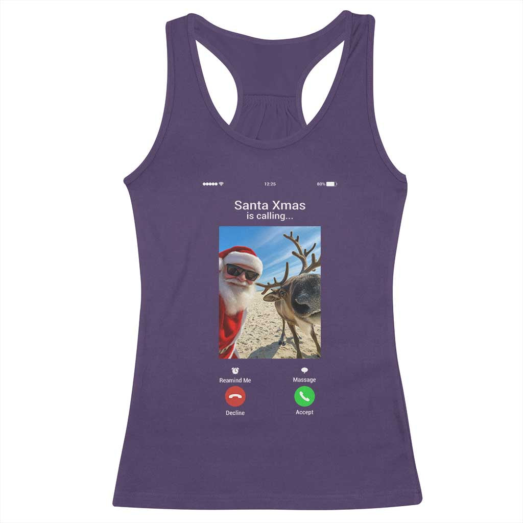 Santa Christmas Meme Racerback Tank Top Reindeer Video Call - Wonder Print Shop