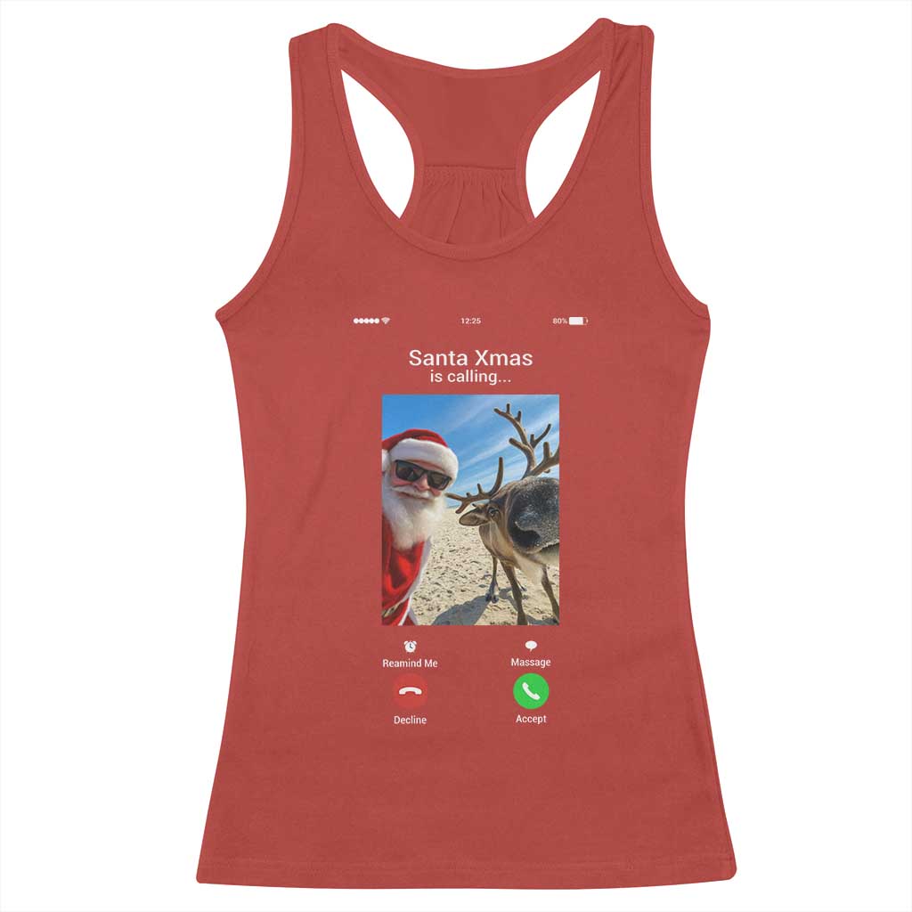 Santa Christmas Meme Racerback Tank Top Reindeer Video Call - Wonder Print Shop