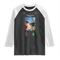 Santa Christmas Meme Raglan Shirt Reindeer Video Call - Wonder Print Shop