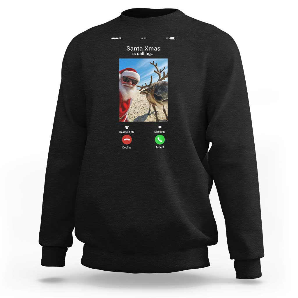 Santa Christmas Meme Sweatshirt Reindeer Video Call - Wonder Print Shop
