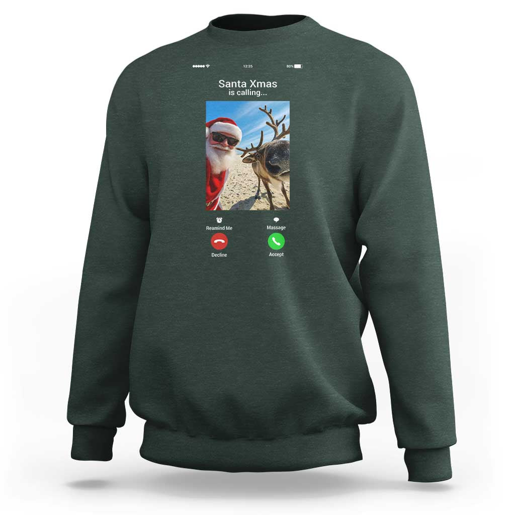 Santa Christmas Meme Sweatshirt Reindeer Video Call - Wonder Print Shop