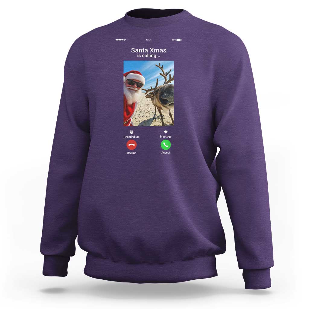 Santa Christmas Meme Sweatshirt Reindeer Video Call - Wonder Print Shop