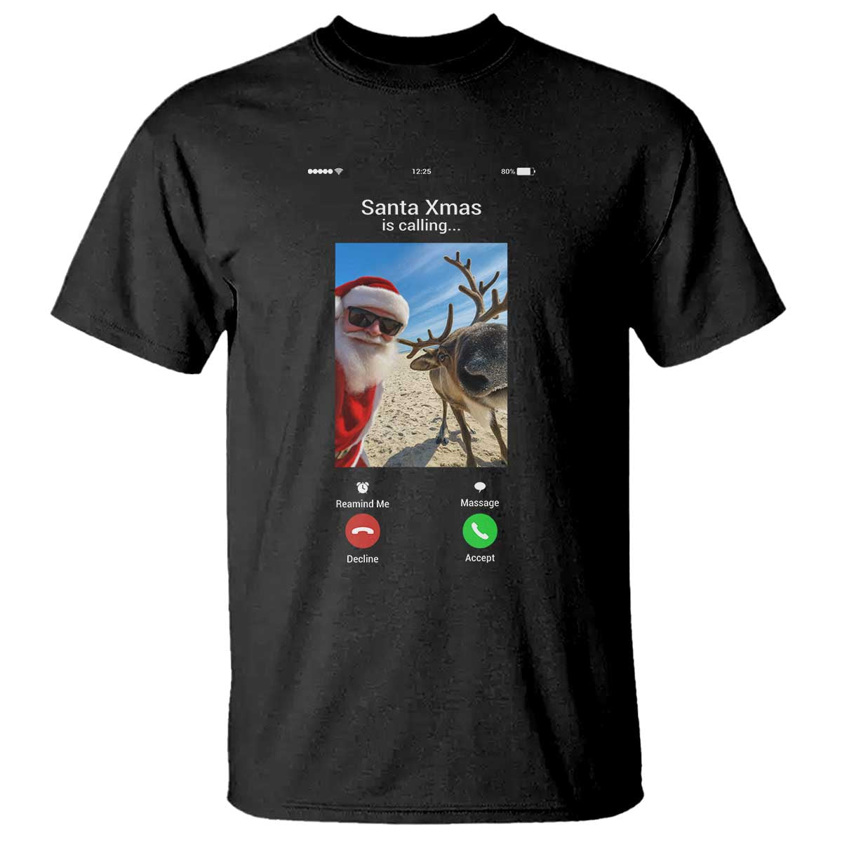 Santa Christmas Meme T Shirt Reindeer Video Call - Wonder Print Shop
