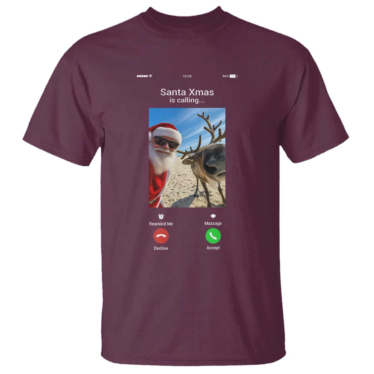 Santa Christmas Meme T Shirt Reindeer Video Call - Wonder Print Shop