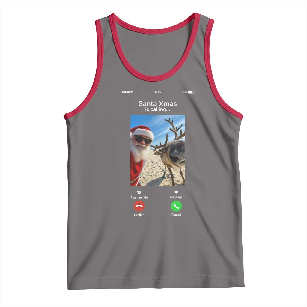 Santa Christmas Meme Tank Top Reindeer Video Call - Wonder Print Shop