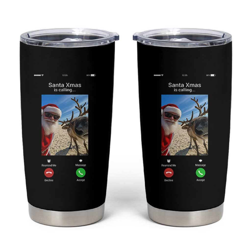 Santa Christmas Meme Tumbler Cup Reindeer Video Call - Wonder Print Shop