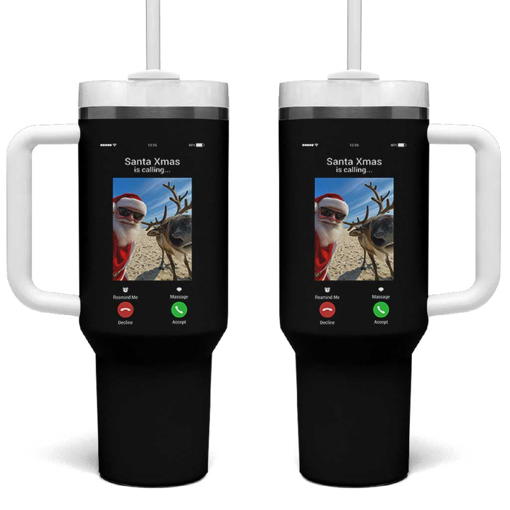 Santa Christmas Meme Tumbler With Handle Reindeer Video Call - Wonder Print Shop