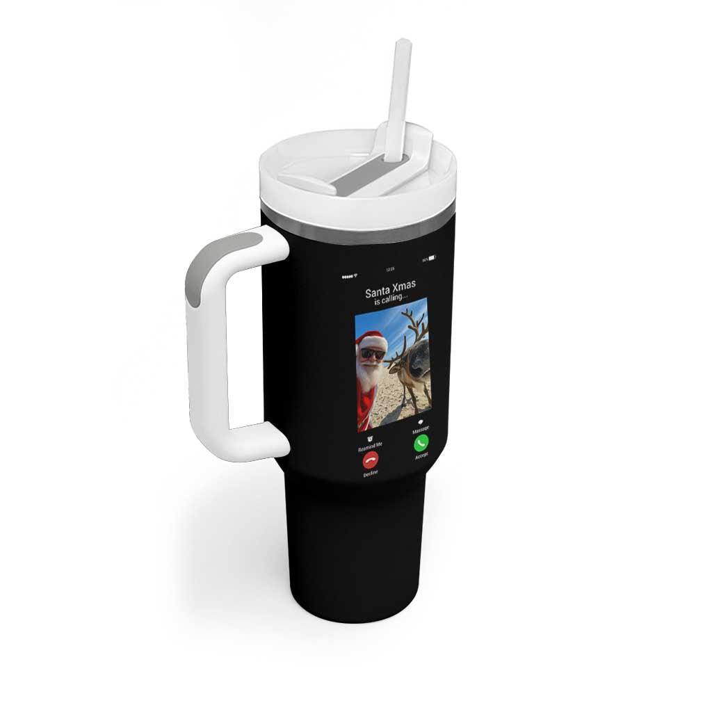 Santa Christmas Meme Tumbler With Handle Reindeer Video Call - Wonder Print Shop