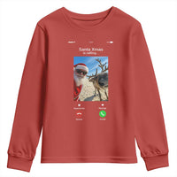 Santa Christmas Meme Youth Sweatshirt Reindeer Video Call - Wonder Print Shop