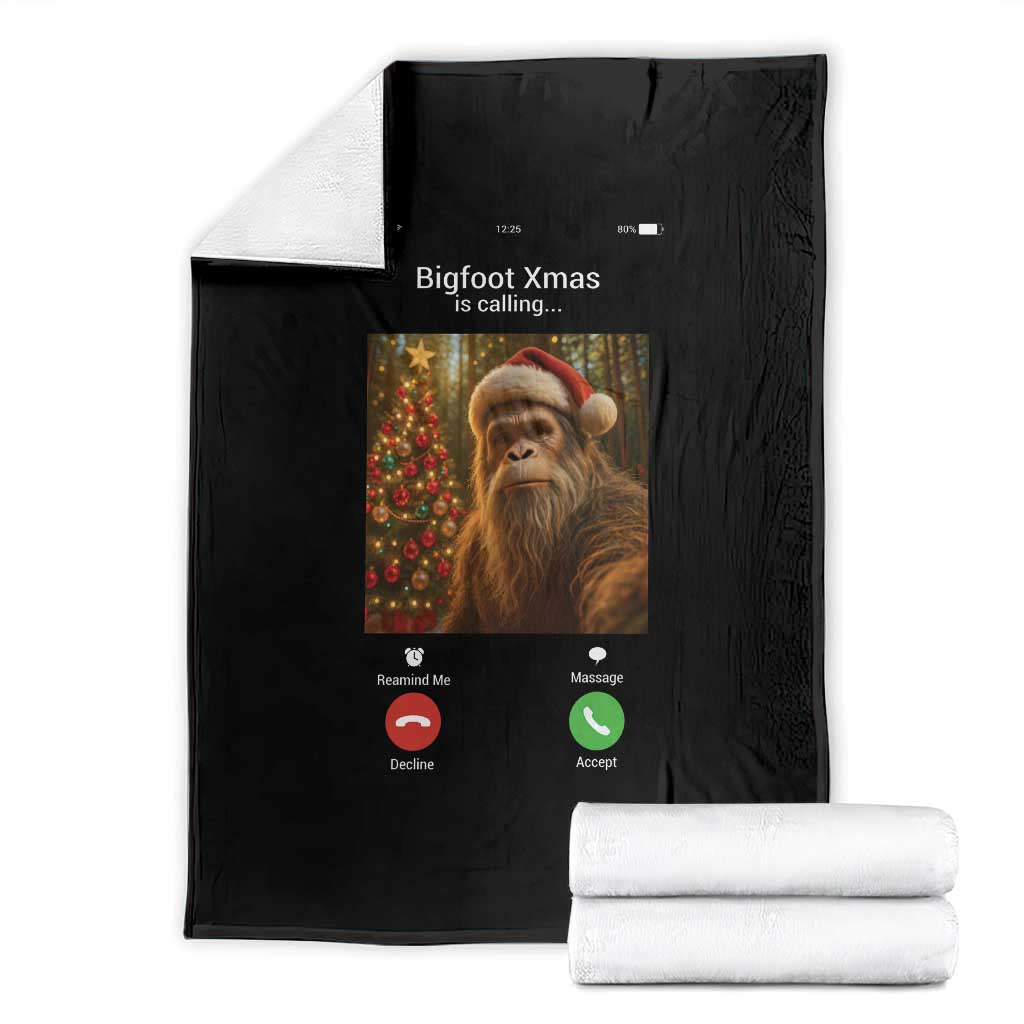 Funny Bigfoot Christmas Throw Blanket Sasquatch Video Call Meme - Wonder Print Shop