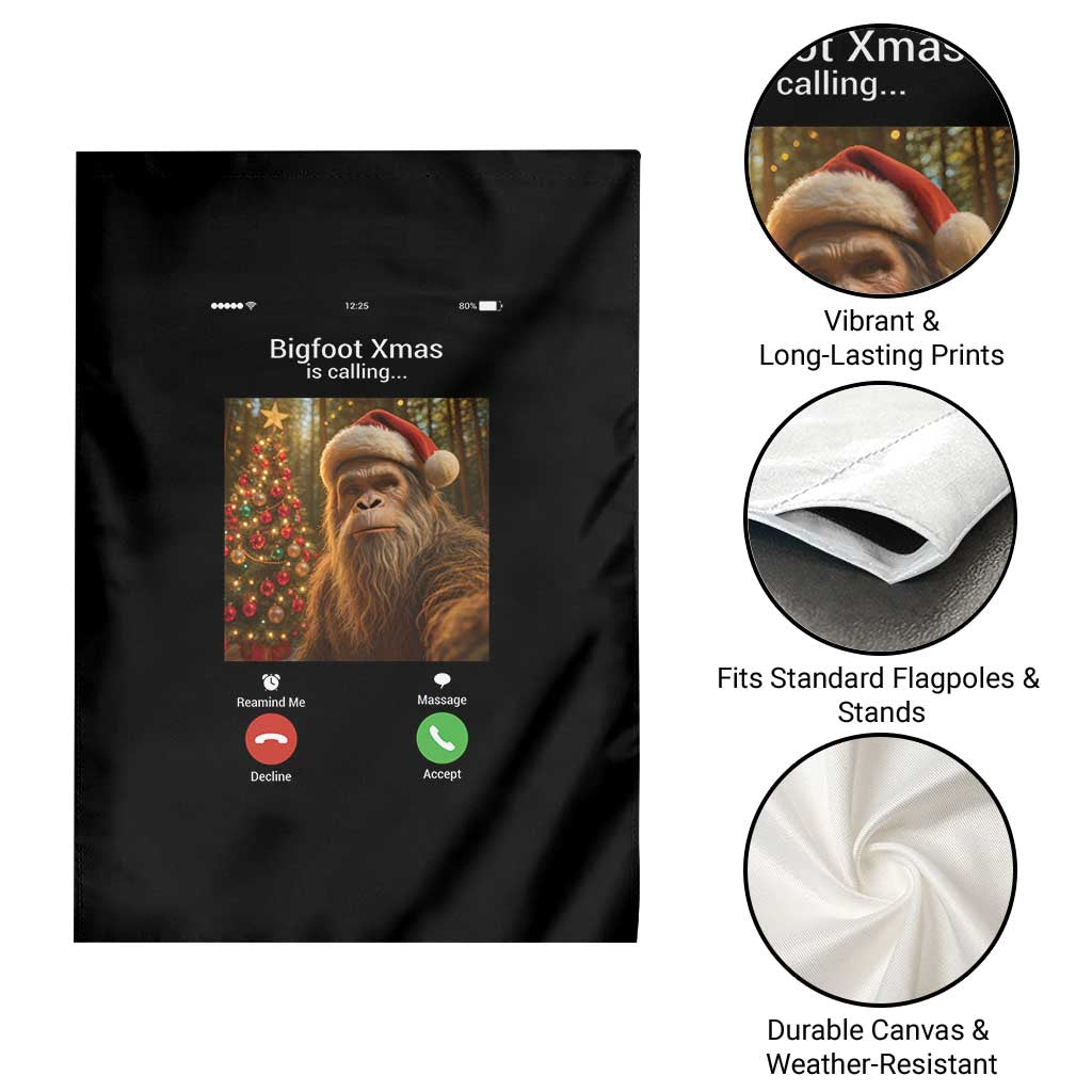 Funny Bigfoot Christmas Garden Flag Sasquatch Video Call Meme - Wonder Print Shop
