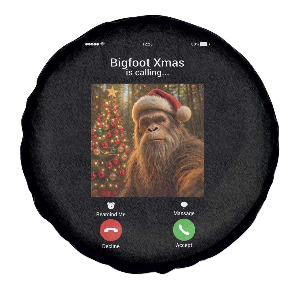 Funny Bigfoot Christmas Spare Tire Cover Sasquatch Video Call Meme - Wonder Print Shop