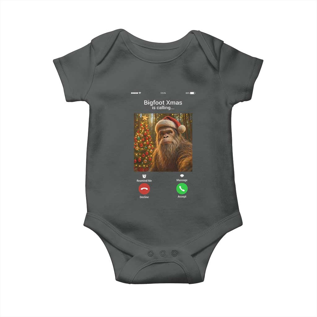Funny Bigfoot Christmas Baby Onesie Sasquatch Video Call Meme - Wonder Print Shop
