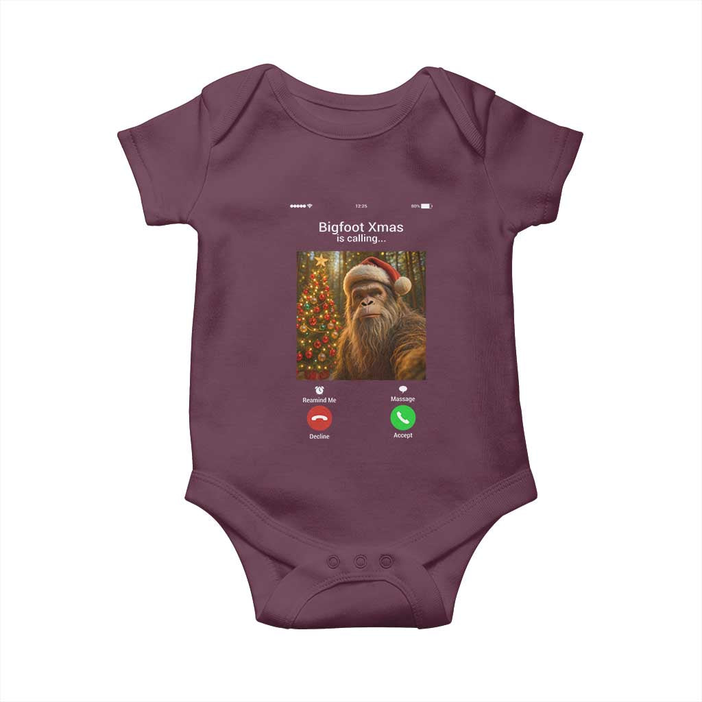 Funny Bigfoot Christmas Baby Onesie Sasquatch Video Call Meme - Wonder Print Shop