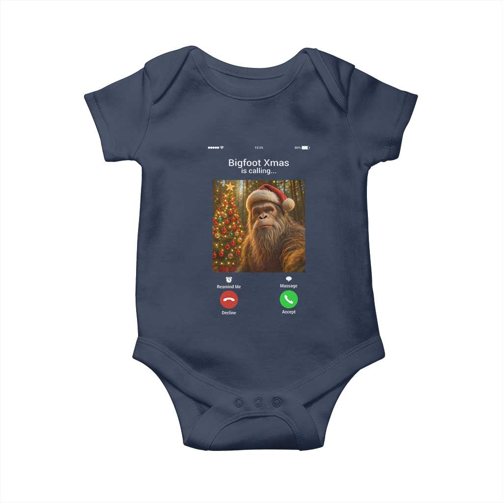 Funny Bigfoot Christmas Baby Onesie Sasquatch Video Call Meme - Wonder Print Shop