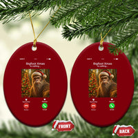 Funny Bigfoot Xmas Ceramic Ornament Sasquatch Video Call Meme - Wonder Print Shop