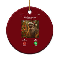 Funny Bigfoot Xmas Ceramic Ornament Sasquatch Video Call Meme - Wonder Print Shop