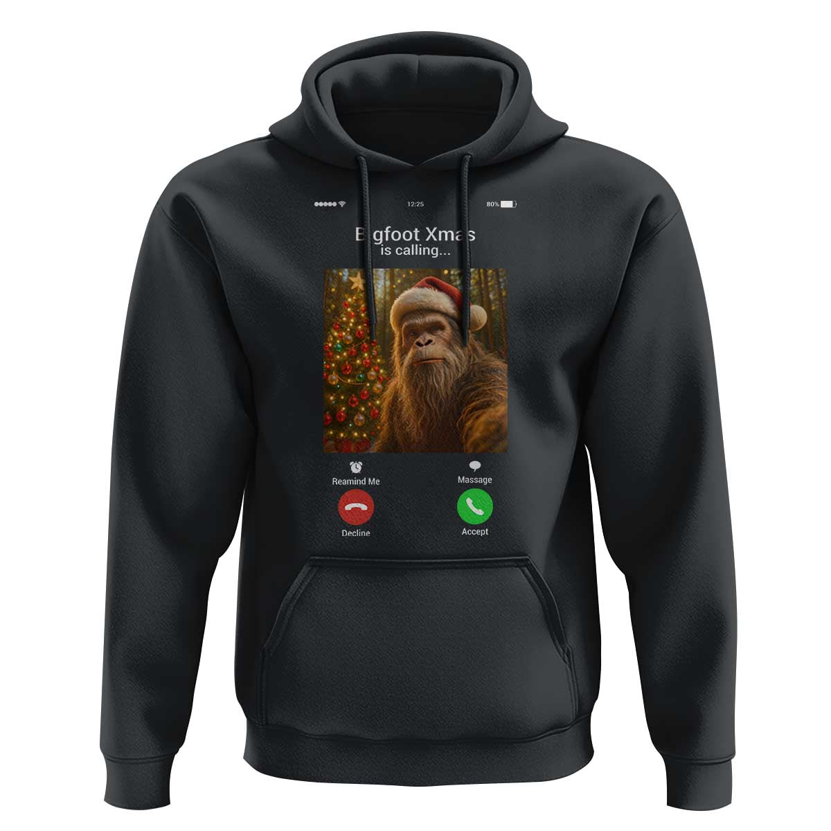 Funny Bigfoot Christmas Hoodie Sasquatch Video Call Meme - Wonder Print Shop