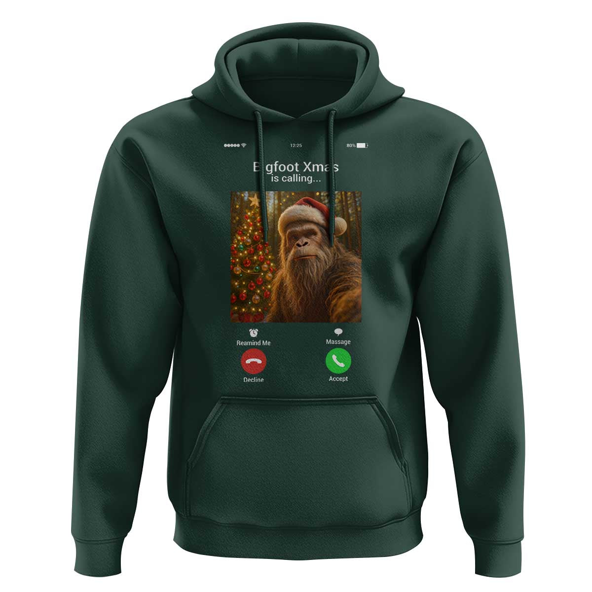 Funny Bigfoot Christmas Hoodie Sasquatch Video Call Meme - Wonder Print Shop