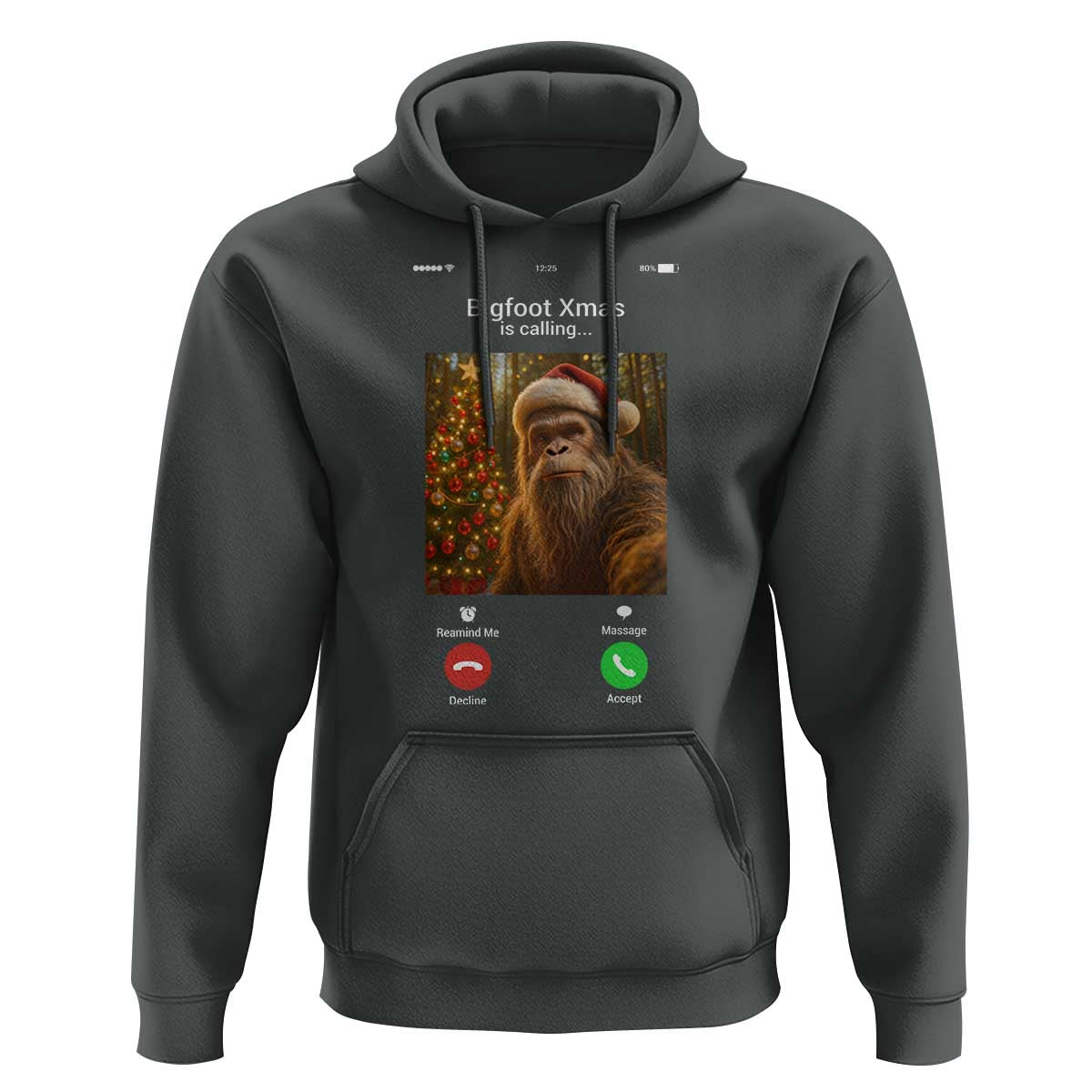 Funny Bigfoot Christmas Hoodie Sasquatch Video Call Meme - Wonder Print Shop