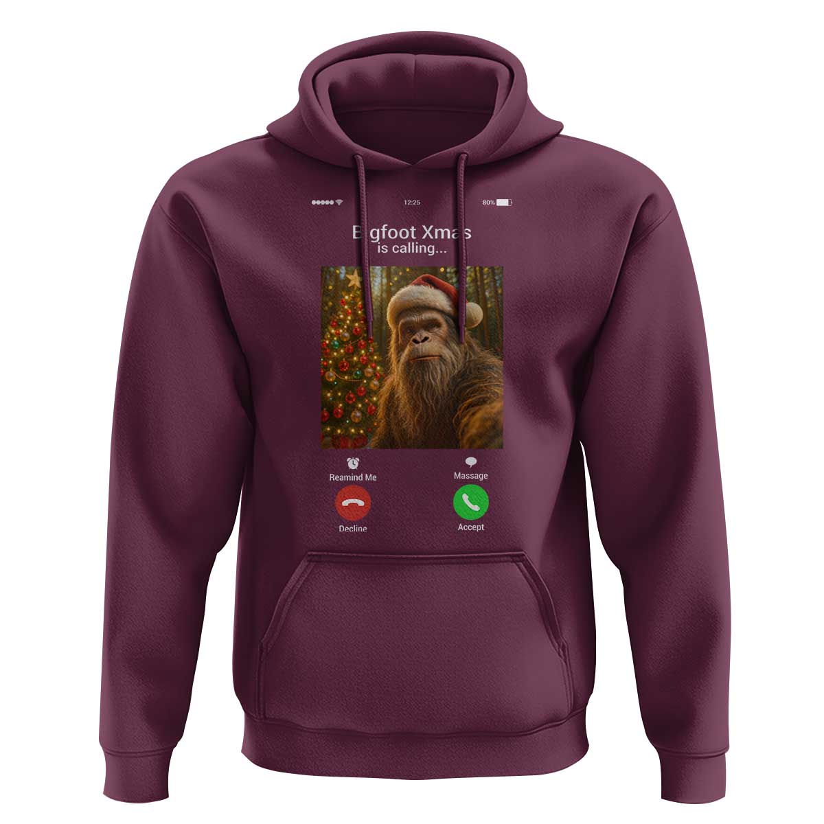 Funny Bigfoot Christmas Hoodie Sasquatch Video Call Meme - Wonder Print Shop